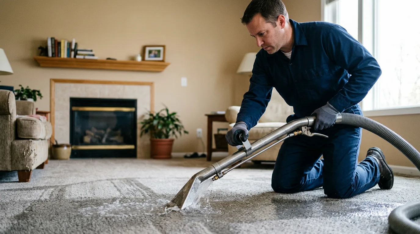 Water damage restoration technician working near Grant, LA
